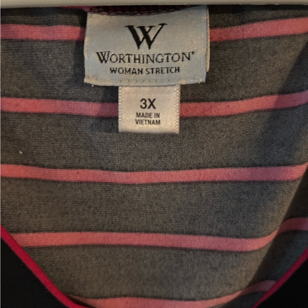 Worthington Black and Rose Striped Blouse